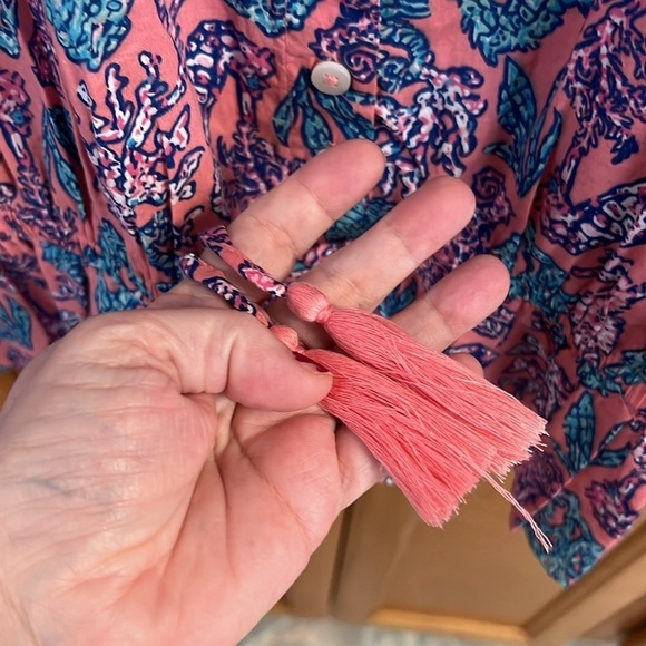 NWT Simply Southern Top Seahorses blue elastic waist sleeveless ruffle detail XL - Picture 9 of 13